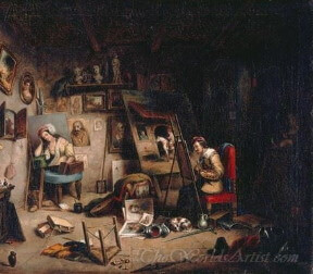painting in the studio