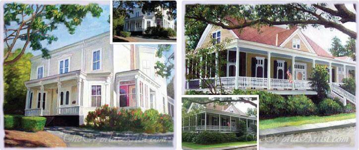 oil painting estate homes from photographs