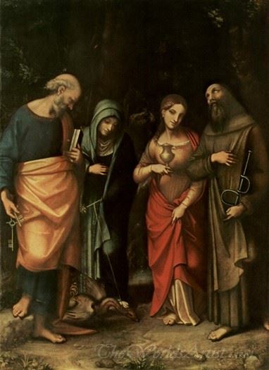 Four Saints From Left St Peter St Martha St Mary Magdalene St Leonard