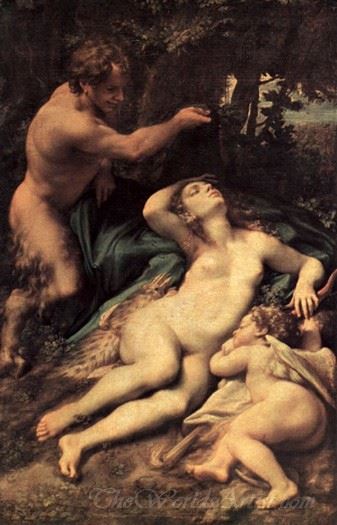 Venus And Cupid With A Satyr (Antiope)