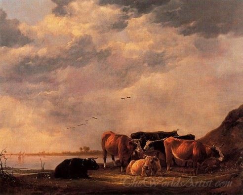 Bulls On A Riverbank