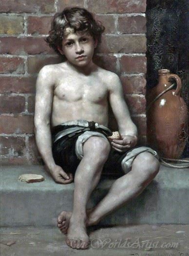 Poor Boy Eating Bread
