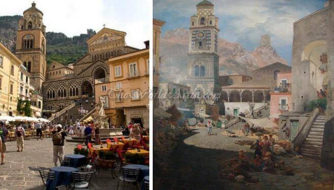 Oswald Achenbach Market Square in Amalfi.