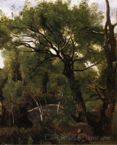 An Artist Painting In The Forest Of Fountainebleau