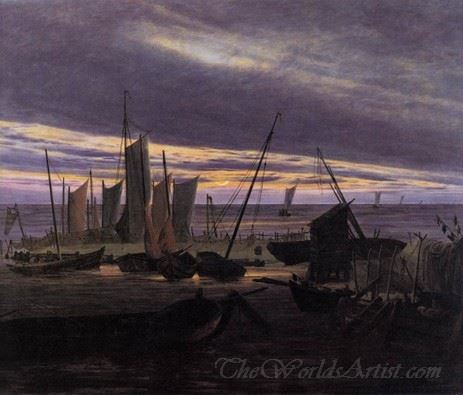 Boats In The Harbour At Evening