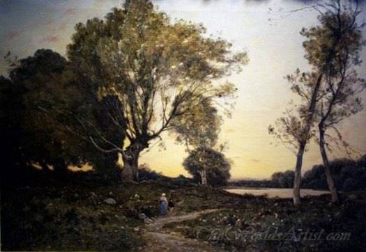 Two Figures Along The Forest Path