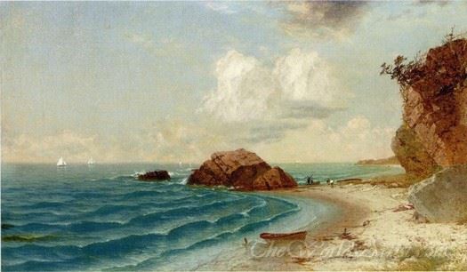 New England Coastal View With Figures