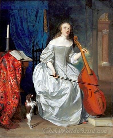 Woman Playing The Viola Da Gamba