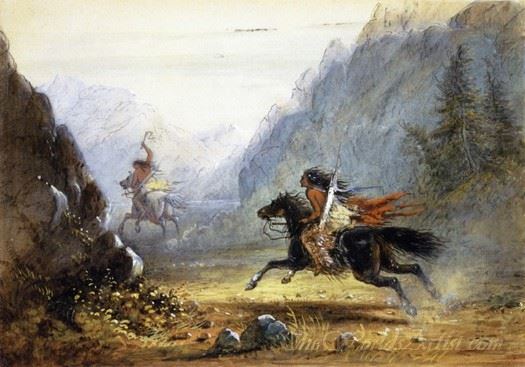 Snake Indian Pursuing A Crow Horse Thief