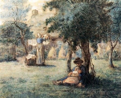 Femme Etandant Son Ligne (Woman Extending Her Linen)