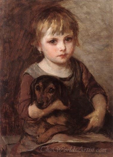 Young Girl And Her Dachshund