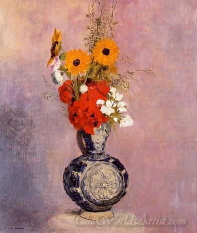 Bouquet Of Flowers In A Blue Vase