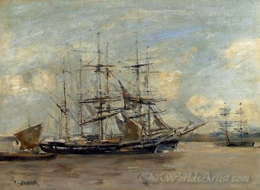 Le Havre Three Master At Anchor In The Harbor