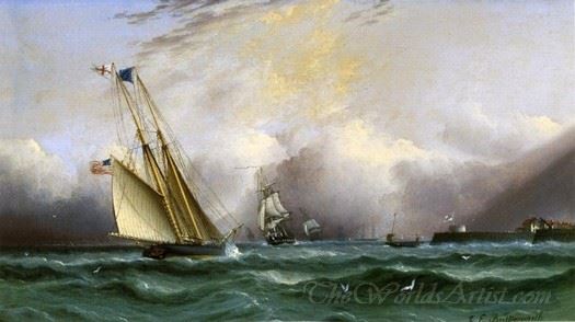 Schooner Columbia Off Portsmouth Harbor England
