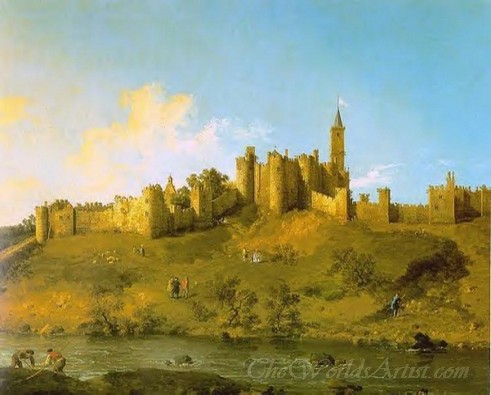 OLD MASTER CANALETTO ALNWICK CASTLE NORTHUMBERLAND UK ART PRINT POSTER CC767