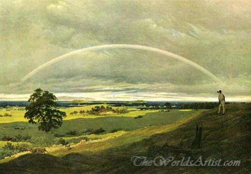 Original Caspar David Friedrich Landscape with Rainbow