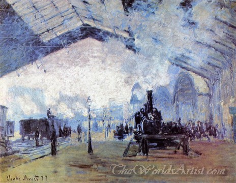 Original Oscar Claude Monet Arrival of the Normandy Train Gare Saint Lazare