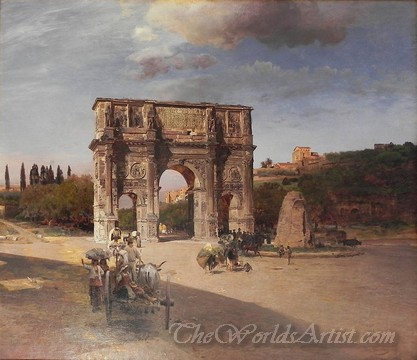 Original Oswald Achenbach Triumphal Arch in Rome