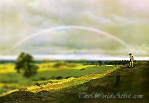 Tilt-Shift Caspar David Friedrich Landscape with Rainbow