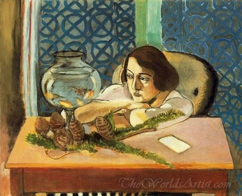 Woman Before A Fish Bowl