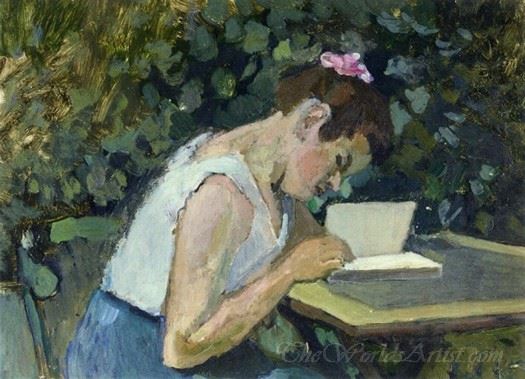 Woman Reading In A Garden