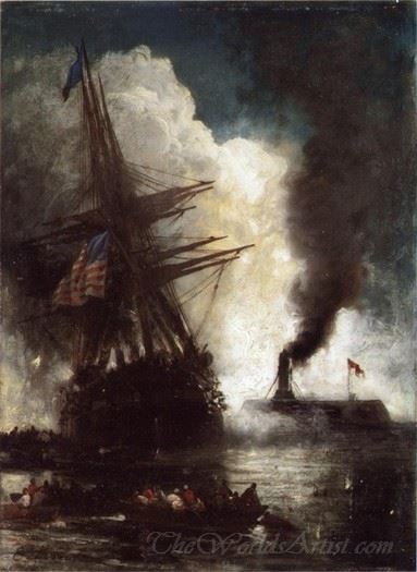 Battle Between Ironclad Merrimac And Chesapeake