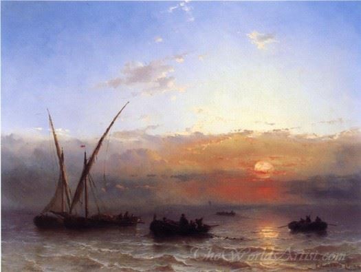 Fishing Boats At Sunset