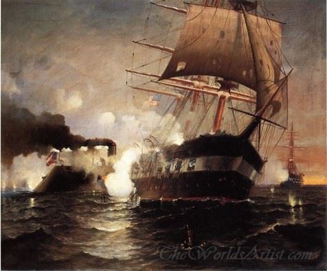 Iron Versus Wood Sinking Of The Cumberland By The Merrimack