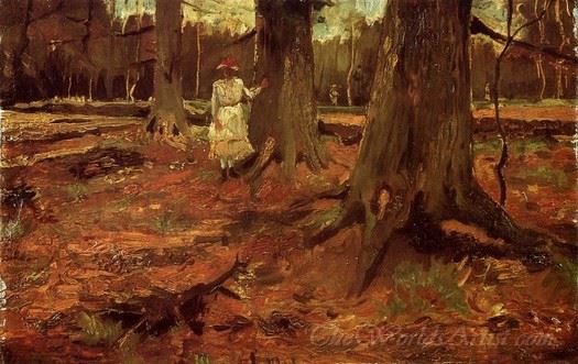 A Girl In White In The Woods