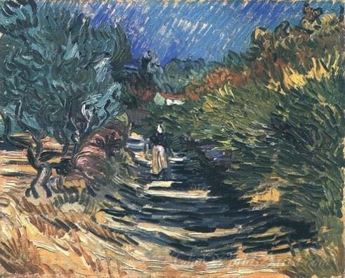 A Road At Saint Remy With Female Figure