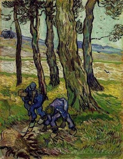 Deux Hommes Creusant Pres Des Arbres (Two Men Digging Near Trees)