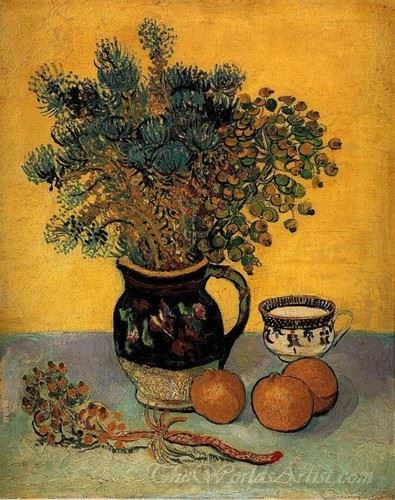 Majolica Jar With Wild Flowers