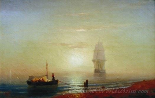 Sunset On A Sea