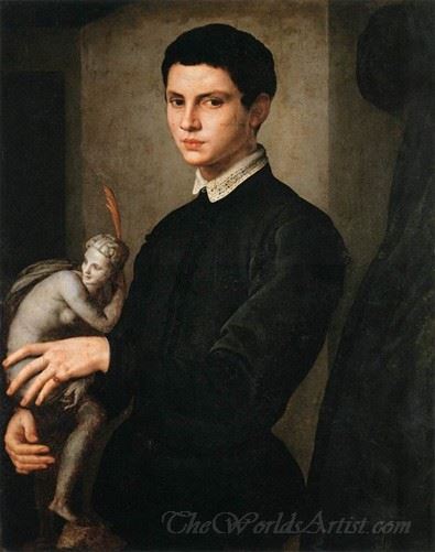 Portrait Of A Man Holding A Statuette